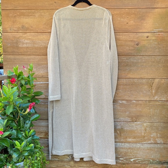 Signature Weekend Tan Loose Knit Cardigan Duster with Pockets - Picture 2 of 9